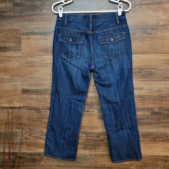 Talbots Jeans Womens 2 Straight Crop Low Rise Button Flap Pocket Dark Wash Denim - Picture 2 of 11